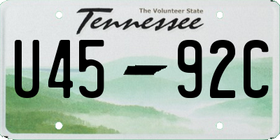 TN license plate U4592C