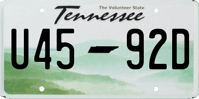 TN license plate U4592D