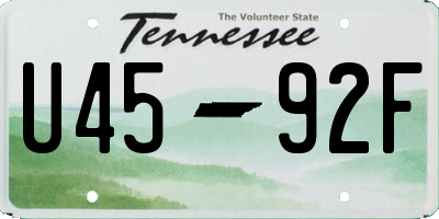 TN license plate U4592F