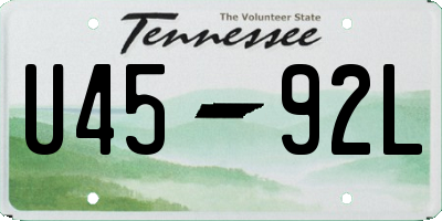 TN license plate U4592L