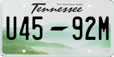 TN license plate U4592M