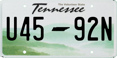 TN license plate U4592N