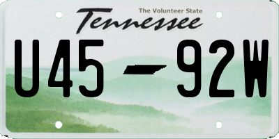 TN license plate U4592W