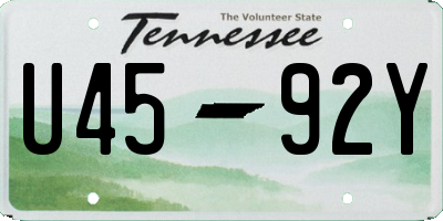 TN license plate U4592Y