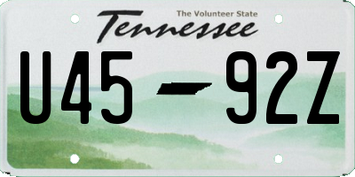 TN license plate U4592Z