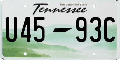 TN license plate U4593C