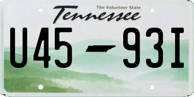 TN license plate U4593I