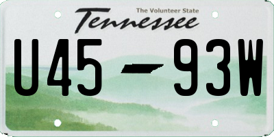TN license plate U4593W