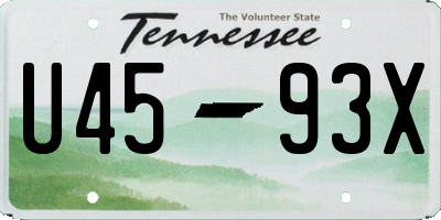TN license plate U4593X
