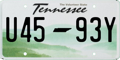 TN license plate U4593Y