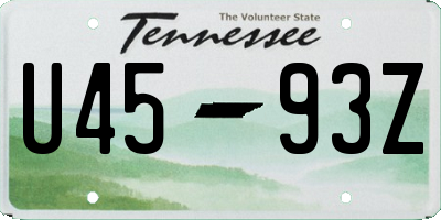 TN license plate U4593Z