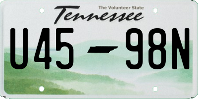 TN license plate U4598N