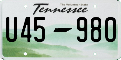 TN license plate U4598O
