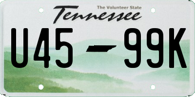 TN license plate U4599K