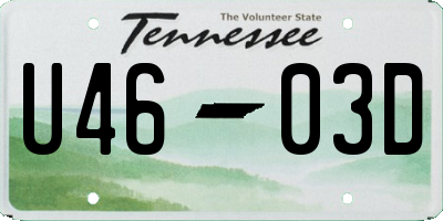 TN license plate U4603D