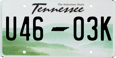 TN license plate U4603K