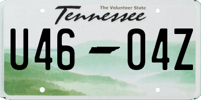 TN license plate U4604Z