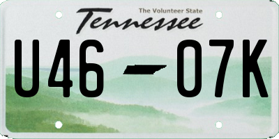 TN license plate U4607K