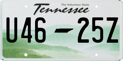 TN license plate U4625Z