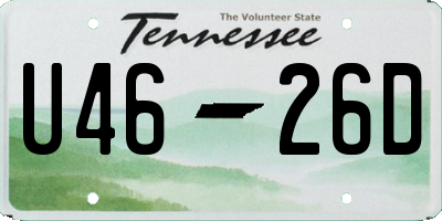 TN license plate U4626D