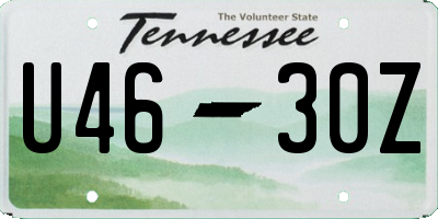 TN license plate U4630Z