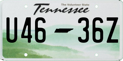 TN license plate U4636Z