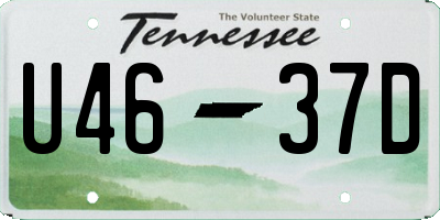 TN license plate U4637D