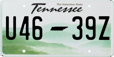 TN license plate U4639Z