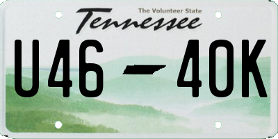 TN license plate U4640K
