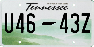 TN license plate U4643Z