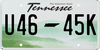 TN license plate U4645K