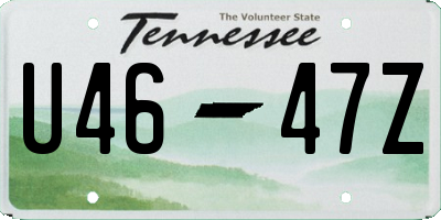 TN license plate U4647Z