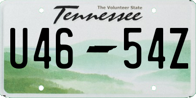 TN license plate U4654Z