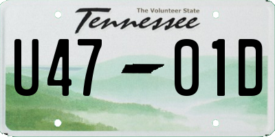 TN license plate U4701D