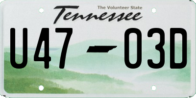 TN license plate U4703D