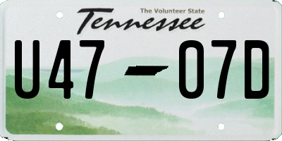 TN license plate U4707D