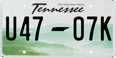 TN license plate U4707K