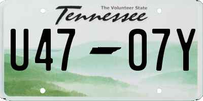 TN license plate U4707Y