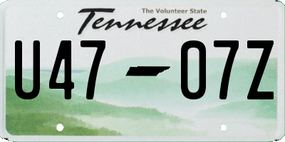 TN license plate U4707Z