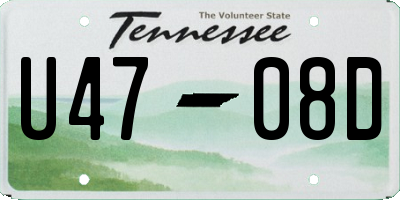 TN license plate U4708D