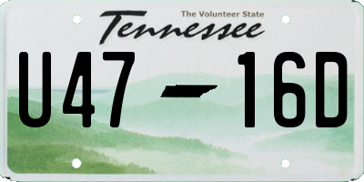 TN license plate U4716D