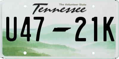 TN license plate U4721K