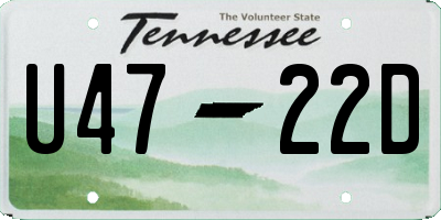 TN license plate U4722D