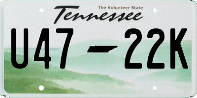 TN license plate U4722K