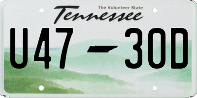 TN license plate U4730D
