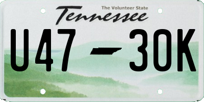 TN license plate U4730K