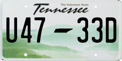 TN license plate U4733D