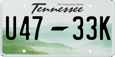 TN license plate U4733K