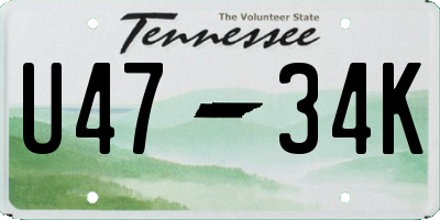 TN license plate U4734K