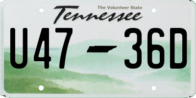 TN license plate U4736D